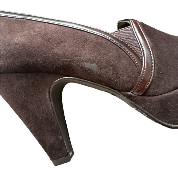 Stuart Weitzman Slip On Platform Suede Booties Dark Brown Size 6.5 - Picture 9 of 13